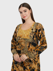 Golden Brown Abstract and Chain Digital Print Jalabiya (VDE301)