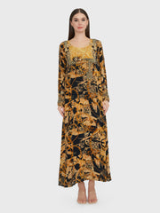 Golden Brown Abstract and Chain Digital Print Jalabiya (VDE301)