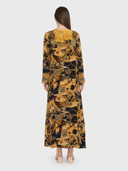 Golden Brown Abstract and Chain Digital Print Jalabiya (VDE301)