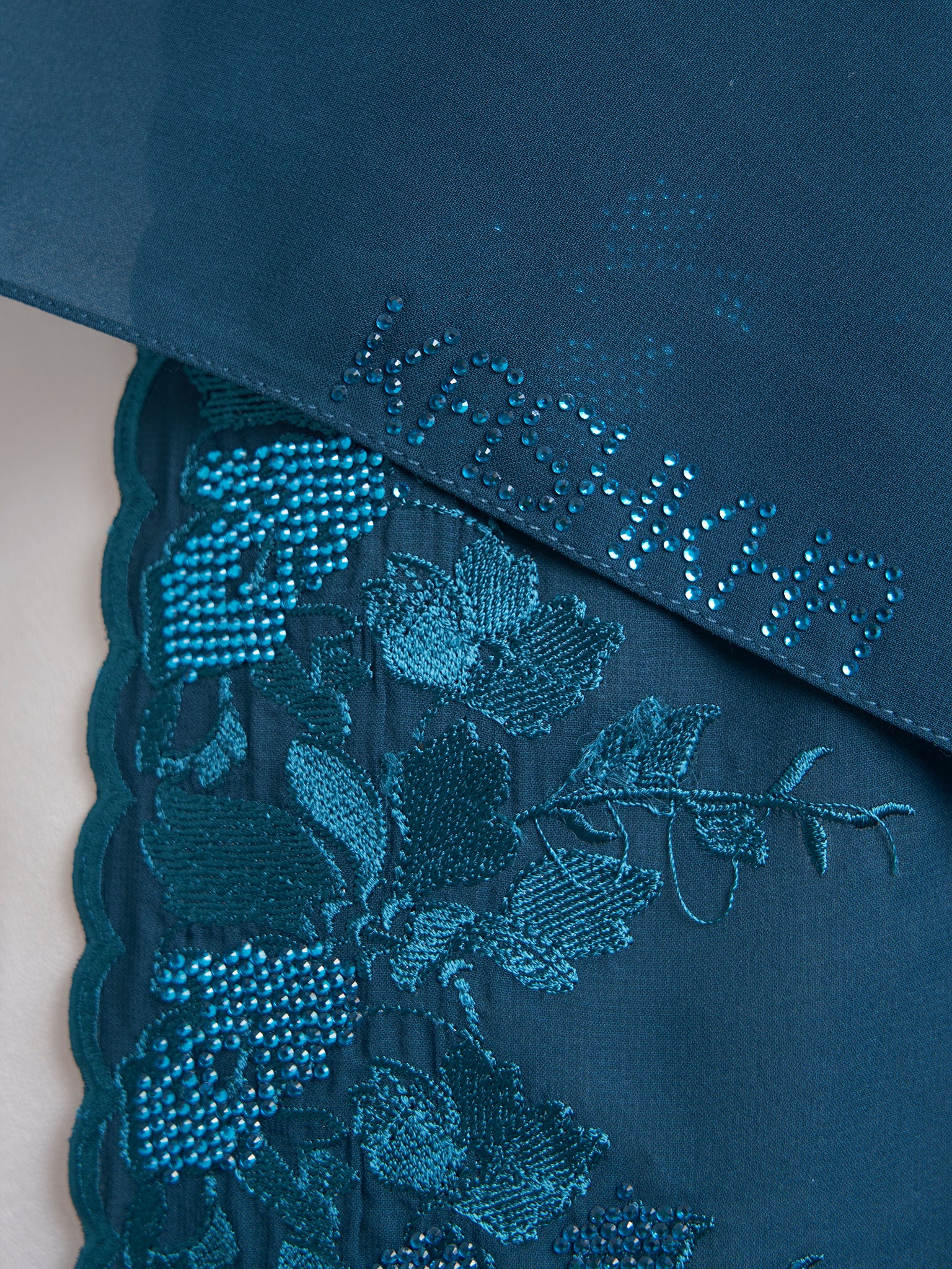 Chiffon Flower Embroidered Wide Hijab (KP18050L)