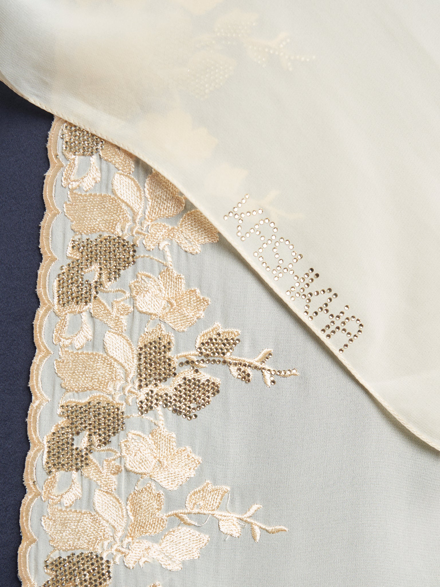 Chiffon Flower Embroidered Wide Hijab (KP18050L)