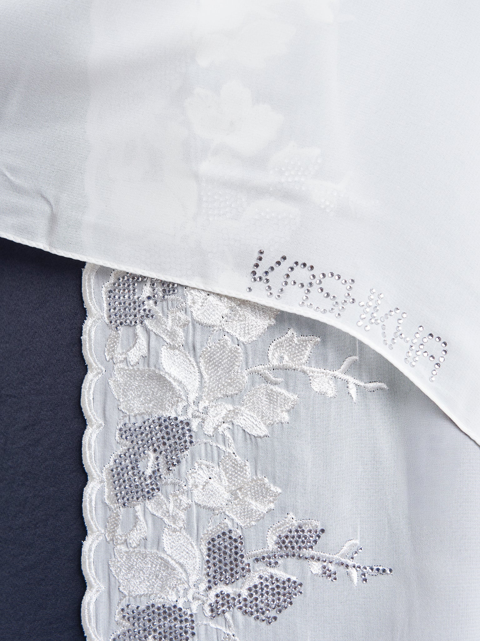 Chiffon Flower Embroidered Wide Hijab (KP18050L)