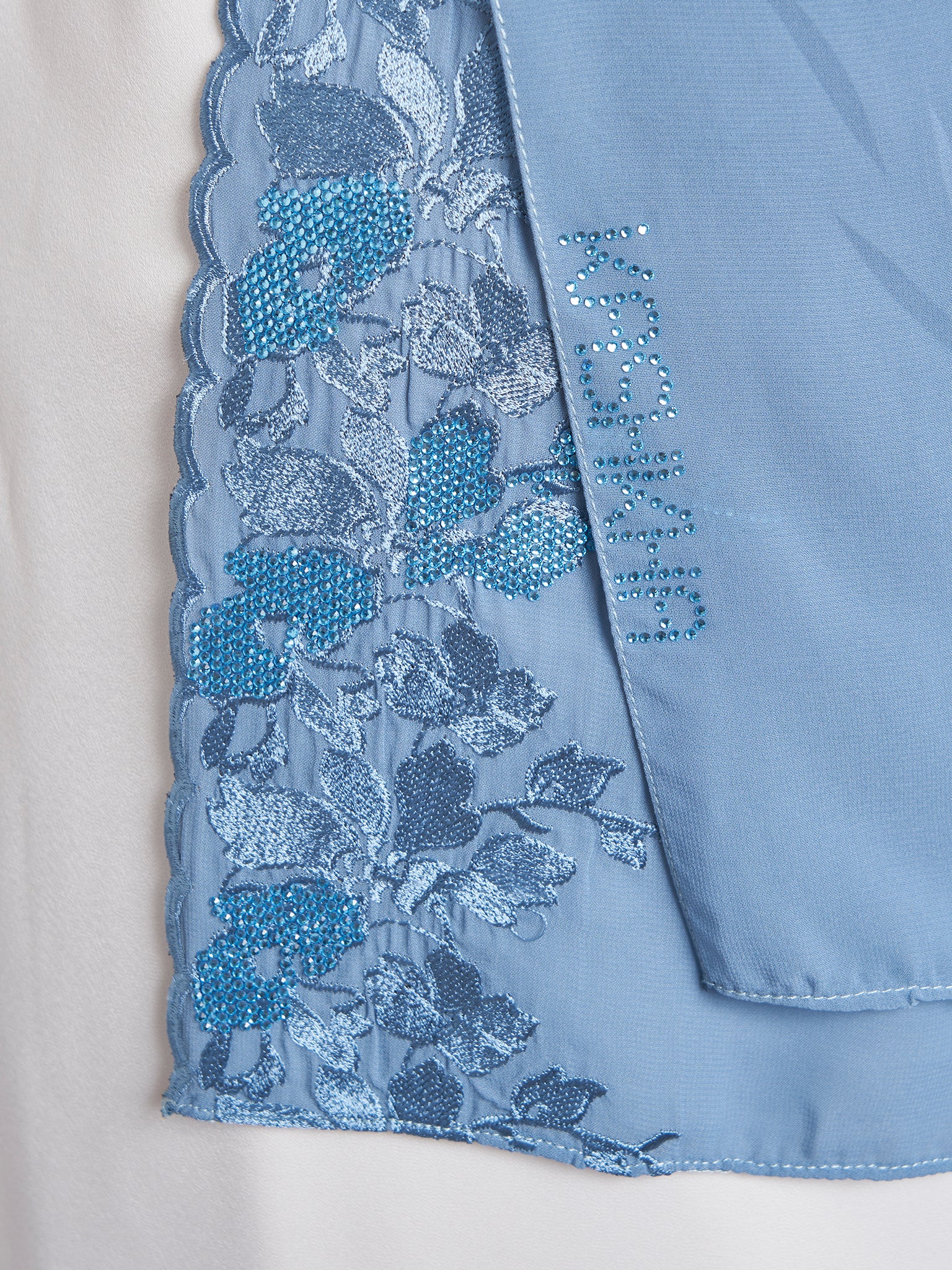 Chiffon Flower Embroidered Wide Hijab (KP18050L)