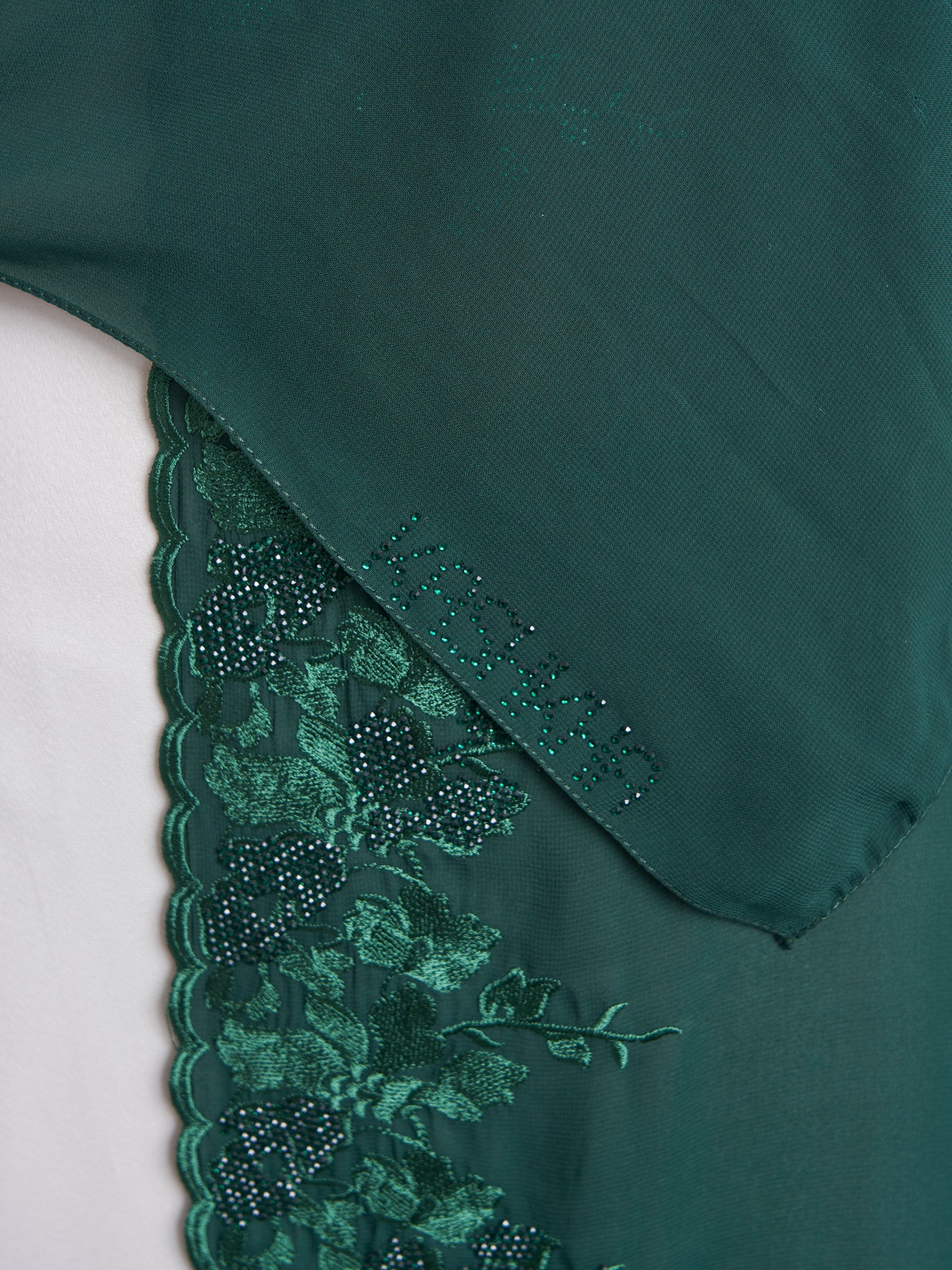 Chiffon Flower Embroidered Wide Hijab (KP18050L)
