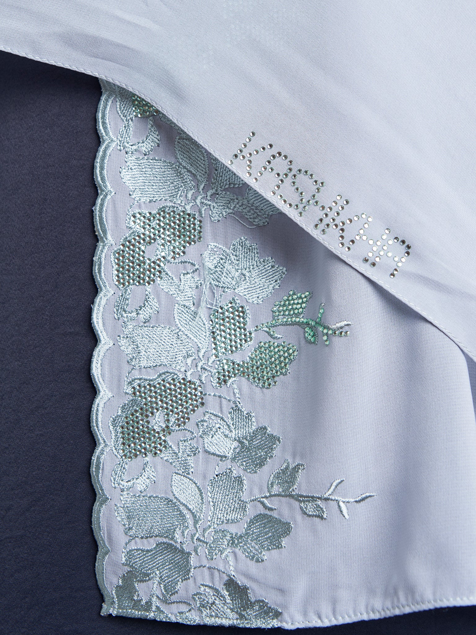 Chiffon Flower Embroidered Wide Hijab (KP18050L)