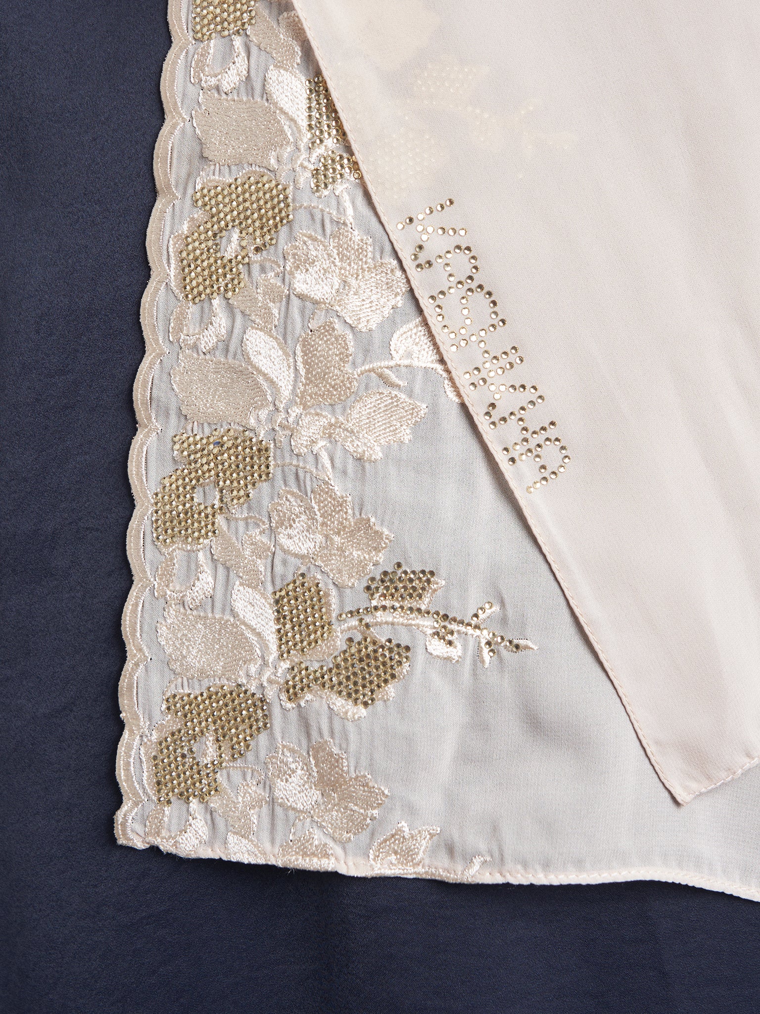 Chiffon Flower Embroidered Wide Hijab (KP18050L)