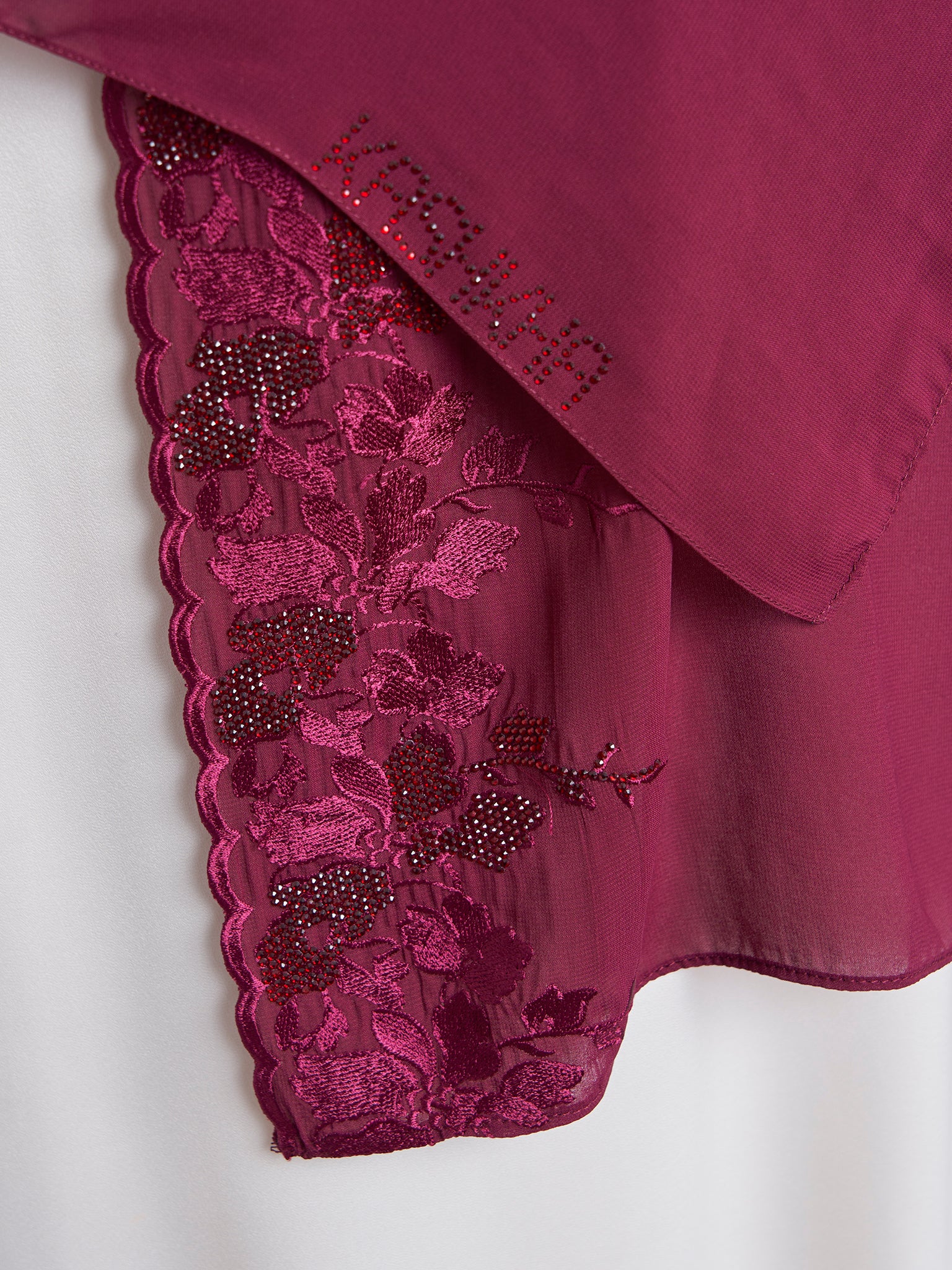 Chiffon Flower Embroidered Wide Hijab (KP18050L)