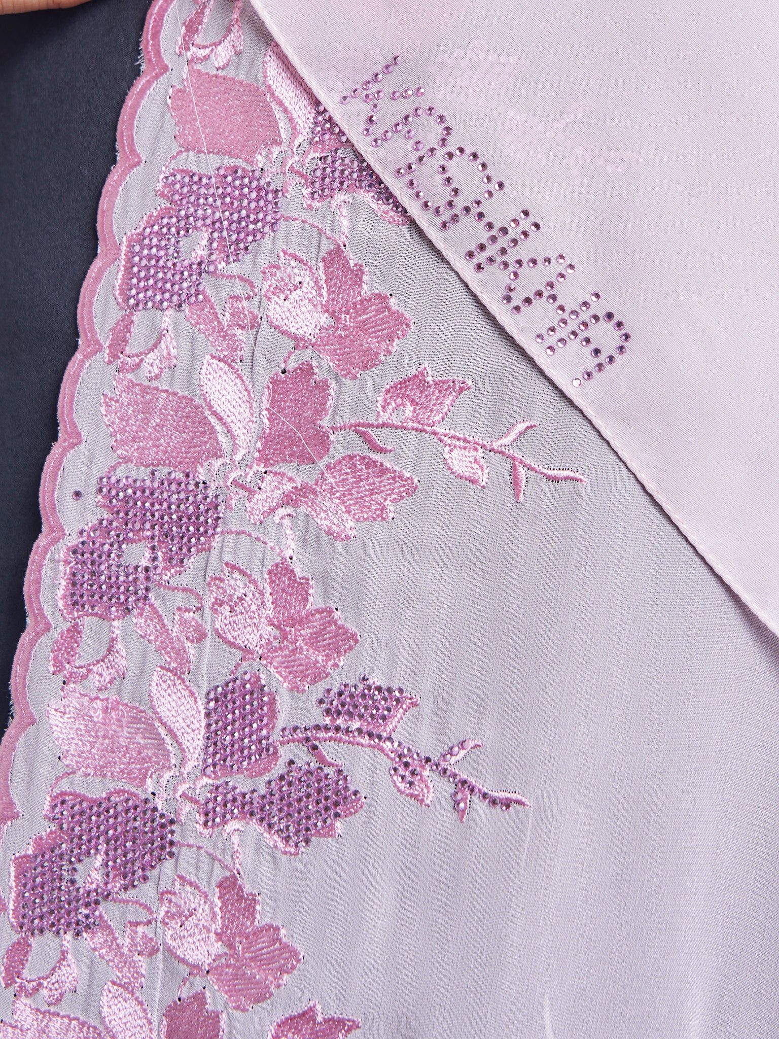 Chiffon Flower Embroidered Wide Hijab (KP18050L)
