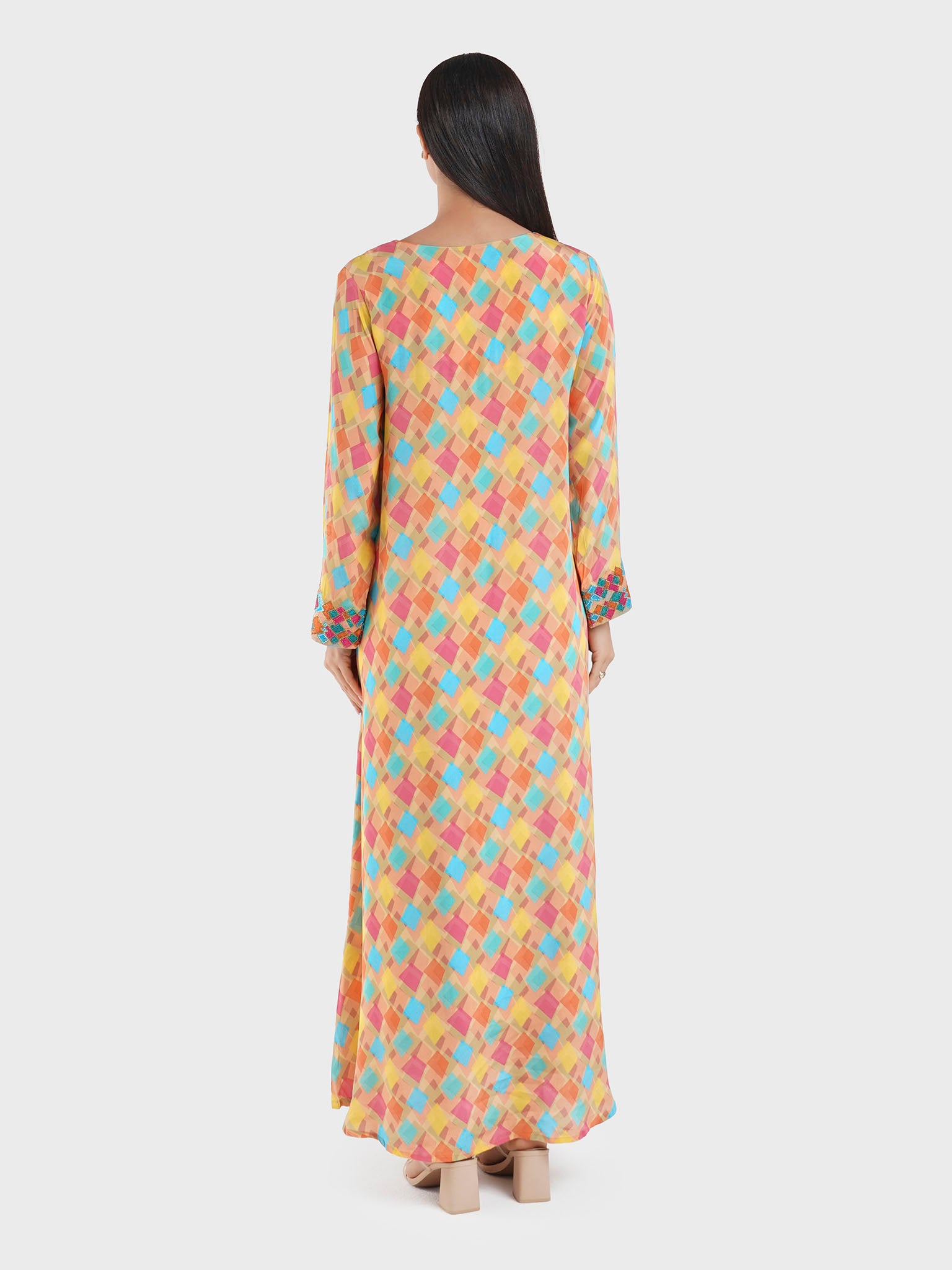 Viscose Geometric Print Mukhawar Jalabiya (VG2898)