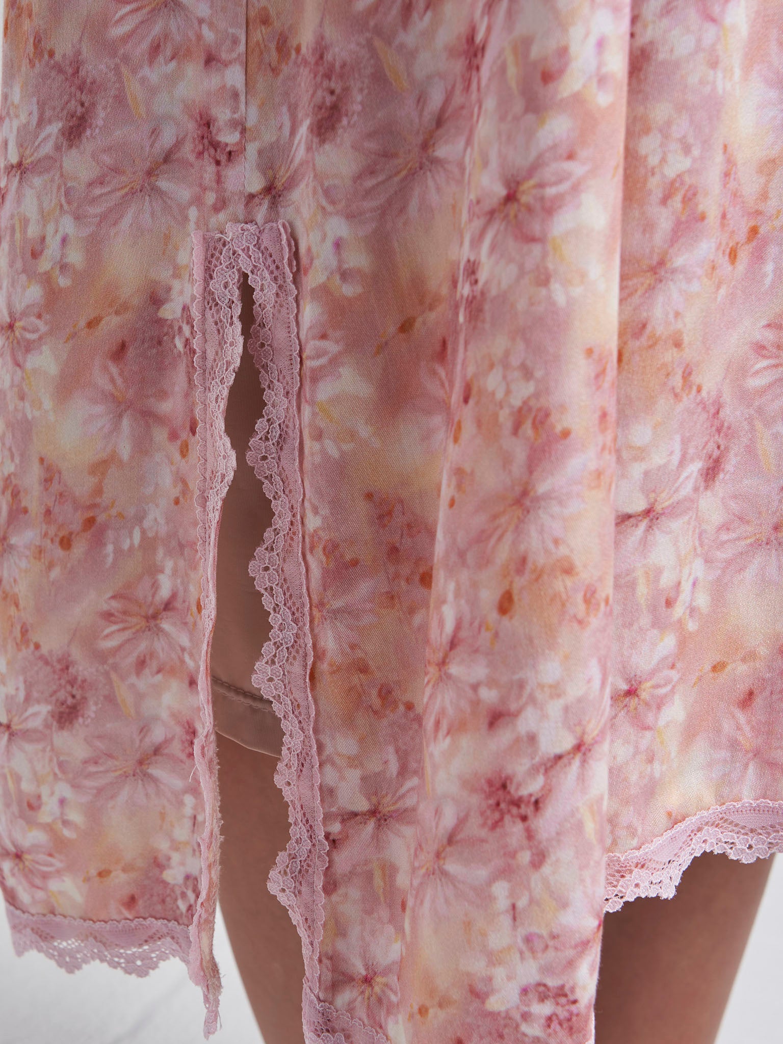 Blush Colour Floral Print Viscose Printed Mini Nightear Dress (CNH517)