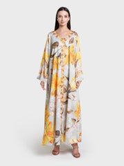 Multi Floral Print Stone Work Cotton Satin Jalabiya (VDC120)