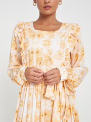 Rayon Dobby dress with Ruffles at YokeKashkha