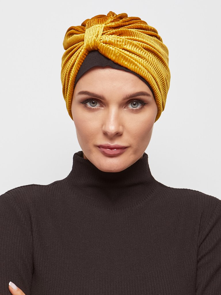 Soft Cotrise Velvet Turban’á With Twist Look In FrontKashkha