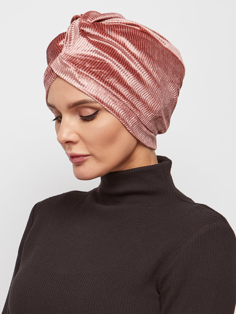 Soft Cotrise Velvet Turban’á With Twist Look In FrontKashkha